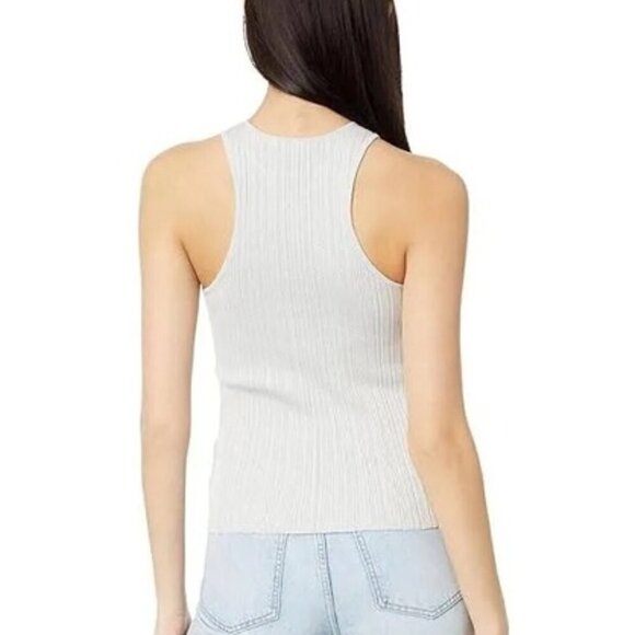 Madewell Signature Shimmer Knit Cutaway Sweater Tank Silver Metallic Size S NWT - Picture 2 of 8